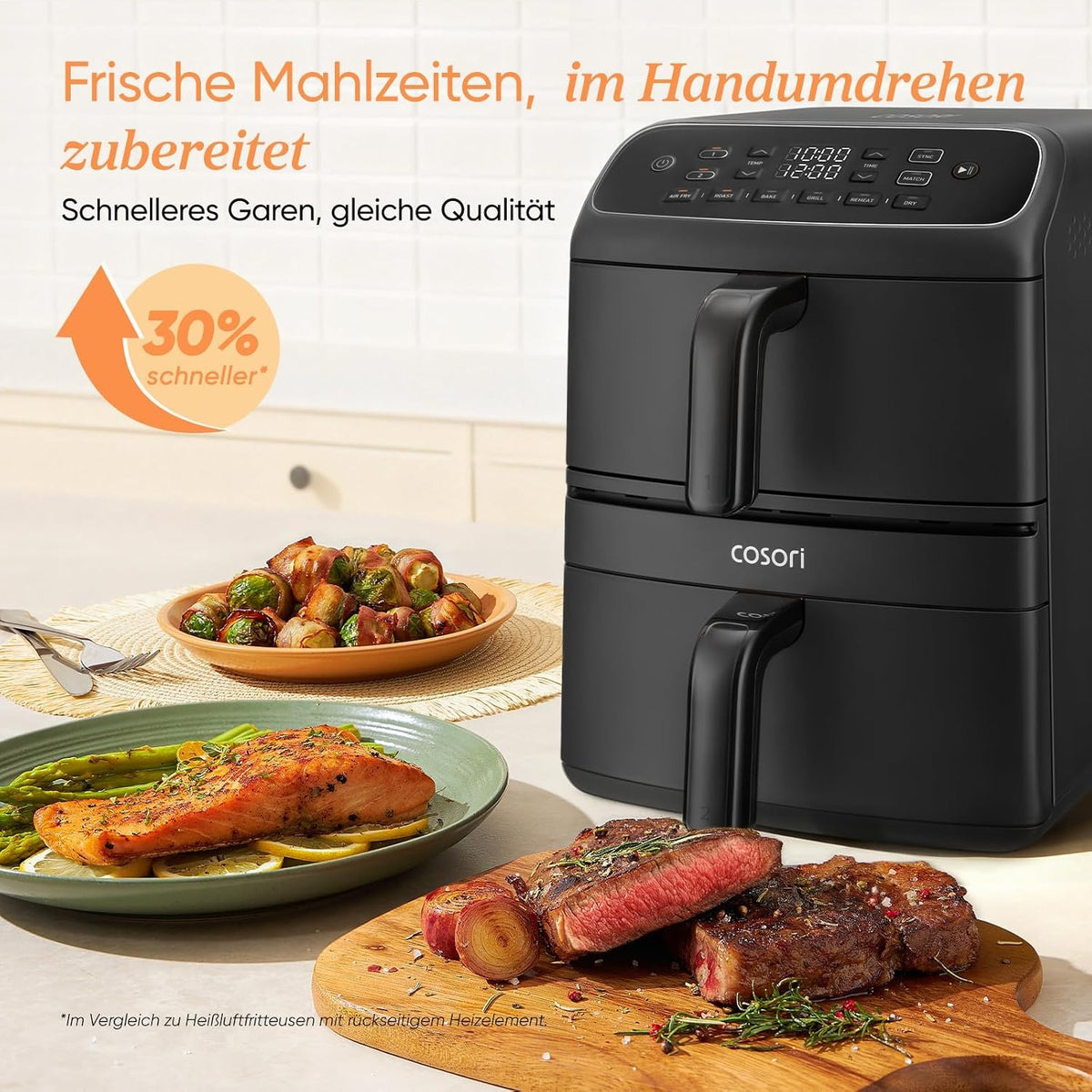 Cosori Heißluftfritteuse, neue Generation 2026, exklusive TurboBlaze-Tech, 8,6 L