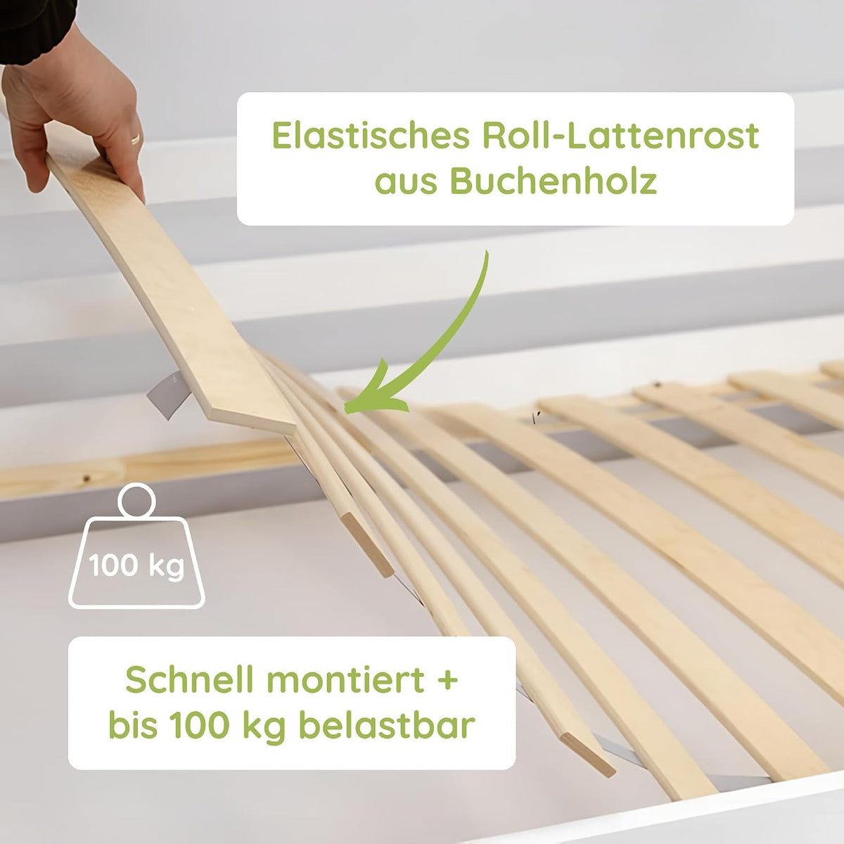 Kids Collective Kinderbett Bodenbett 120x200 cm Bett mit Rausfallschutz & Lattenrost Montessori Bett Bed Gitterbett Kinder Jugendbett Einzelbett | Natur Kiefer Holz massiv Junge Mädchen – 80x180 cm ohne Matratze, Aschgrau
