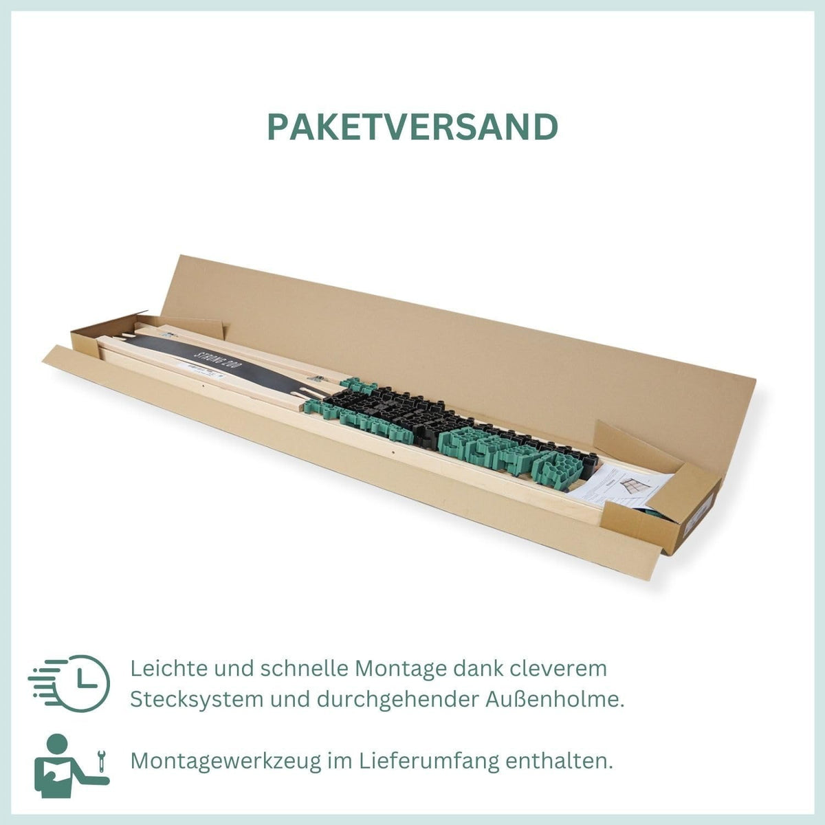 Lattenrost 140x200 Premium Strong bis 200Kg, Kopfteil verstellbar, 7-Zonen-Lattenrost mit 42 Latten, Hergestellt in Deutschland, extra stabil aus Buchenholz