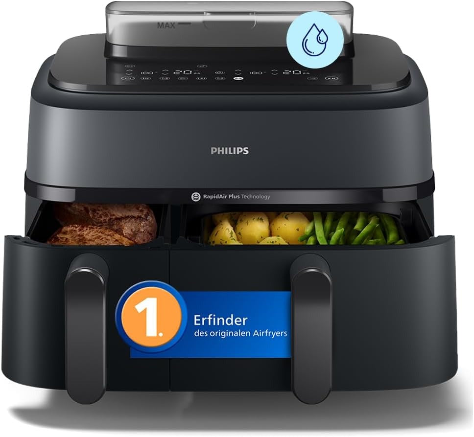 Philips Steam Heißluftfritteuse 5000 Heißluftfritteuse, Schwarz, 9 L