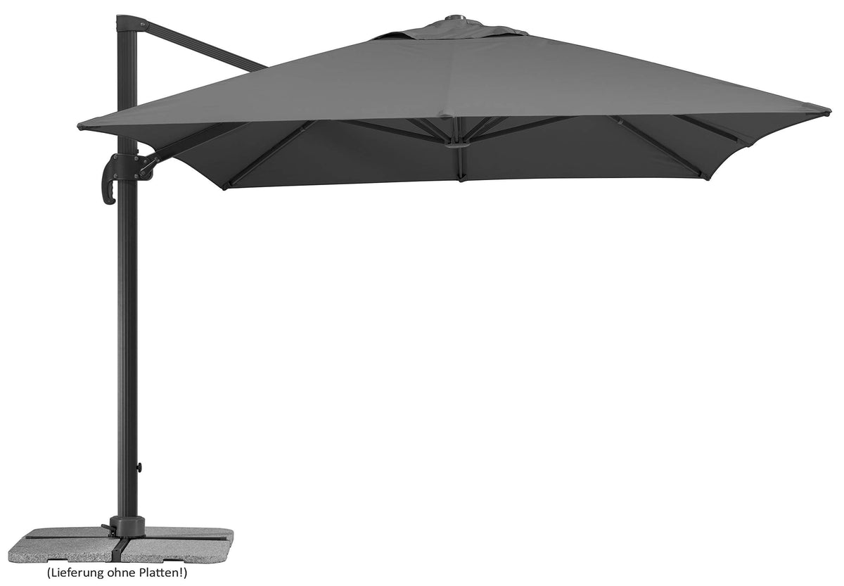 Schneider RHODOS GRANDE Ampelschirm 400x300 cm Anthrazit – Sonnenschirm mit Kurbel, 360° Drehfunktion & UV-Schutz 50+ – Anthrazit, Aktuelles Modell