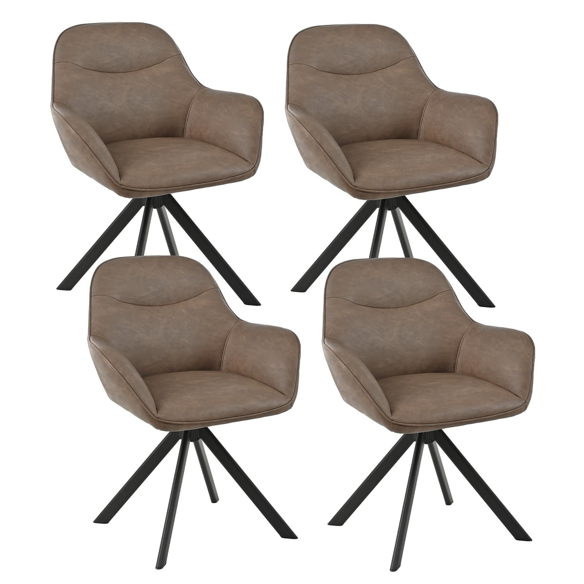 6er Set Esszimmerstühle Drehbar mit Armlehne, 360° Drehstuhl Polsterstuhl Samt Modern Küchenstuhl mit Metallbeine für Esszimmer, Wohnzimmer, Büro, Dunkelgrau – Schiefergrau, Standardgröße, 4