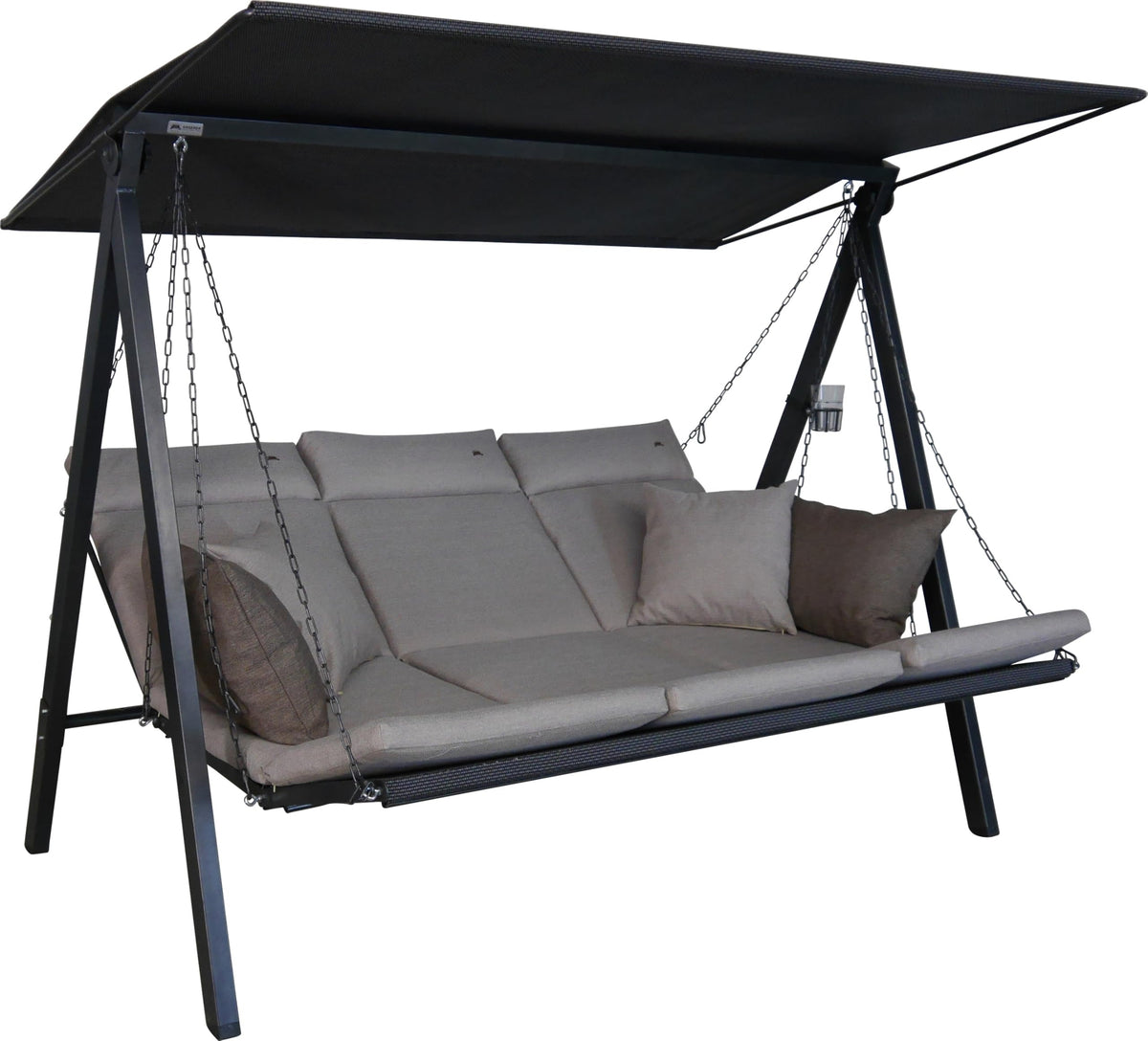ANGERER Hollywoodschaukel Lounge Smart 3-Sitzer mit Bettfunktion & Sonnendach – Gartenschaukel mit Liegefunktion, Hergestellt in Deutschland – Beige