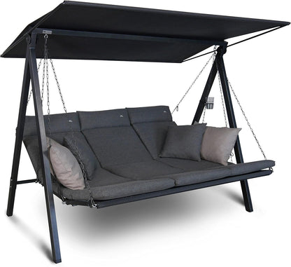 ANGERER Hollywoodschaukel Lounge Smart 3-Sitzer mit Bettfunktion & Sonnendach – Gartenschaukel mit Liegefunktion, Hergestellt in Deutschland