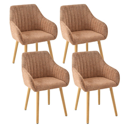 Armlehnenstuhl Esszimmerstuhl 4er Set Beige Holzbeine Polsterstuhl mit Armlehne Stühle Esszimmer Küchenstuhl Wohnzimmerstuhl aus Polyester – 2er Set, Grau-chenille
