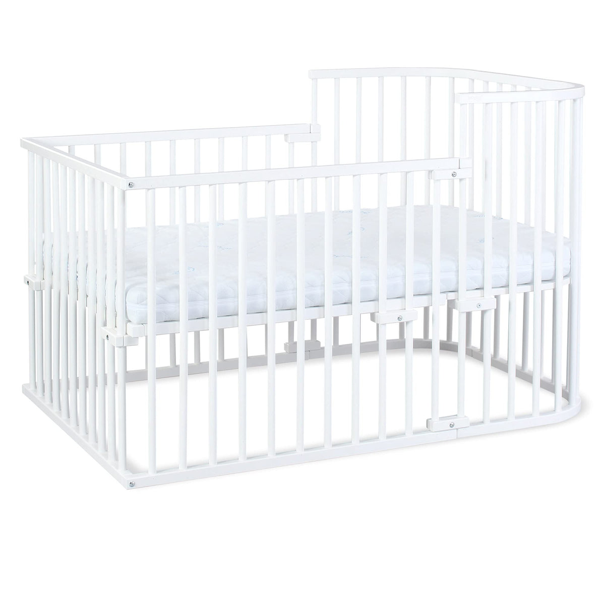 babybay Original Beistellbett aus massivem Buchenholz mit Matratze, höhenverstellbares Babybett für Neugeborene – Natur Unbehandelt, 96L x 54B x 79H cm, Kinderbettset