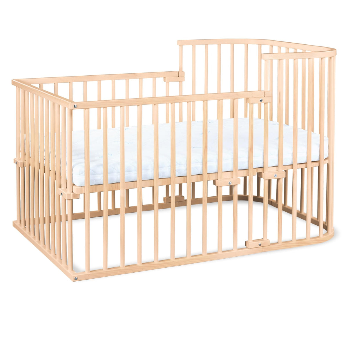 babybay Original Beistellbett aus massivem Buchenholz mit Matratze, höhenverstellbares Babybett für Neugeborene – Kernbuche Geölt, 87L x 46B x 79H cm, Kinderbettset