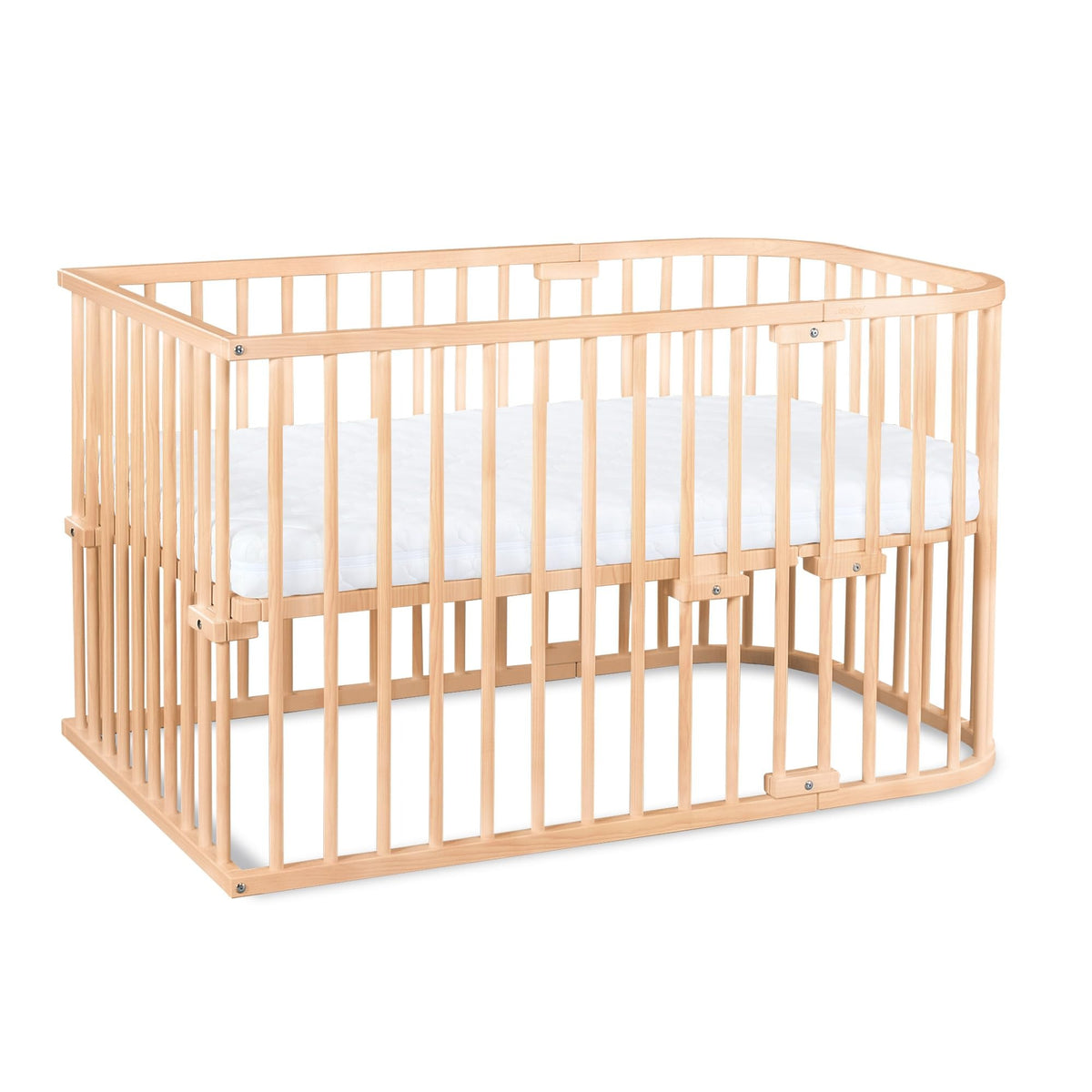 babybay Original Beistellbett aus massivem Buchenholz mit Matratze, höhenverstellbares Babybett für Neugeborene – Schiefergrau Lackiert, 96L x 54B x 96.5H cm, Mit Matratze, Gitter, Rollen