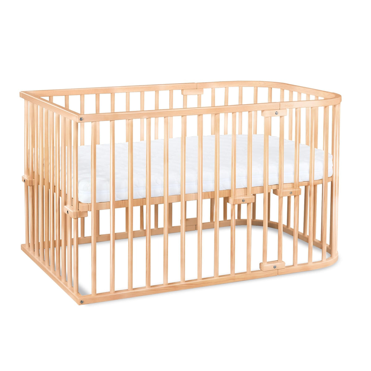 babybay Original Beistellbett aus massivem Buchenholz mit Matratze, höhenverstellbares Babybett für Neugeborene – Schiefergrau Lackiert, 96L x 54B x 79H cm, Mit Matratze, Gitter, Rollen