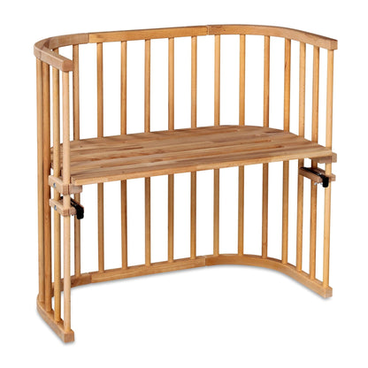 babybay Original Beistellbett aus massivem Buchenholz mit Matratze, höhenverstellbares Babybett für Neugeborene – Beige Lackiert, 96L x 54B x 96.5H cm, Ohne Matratze