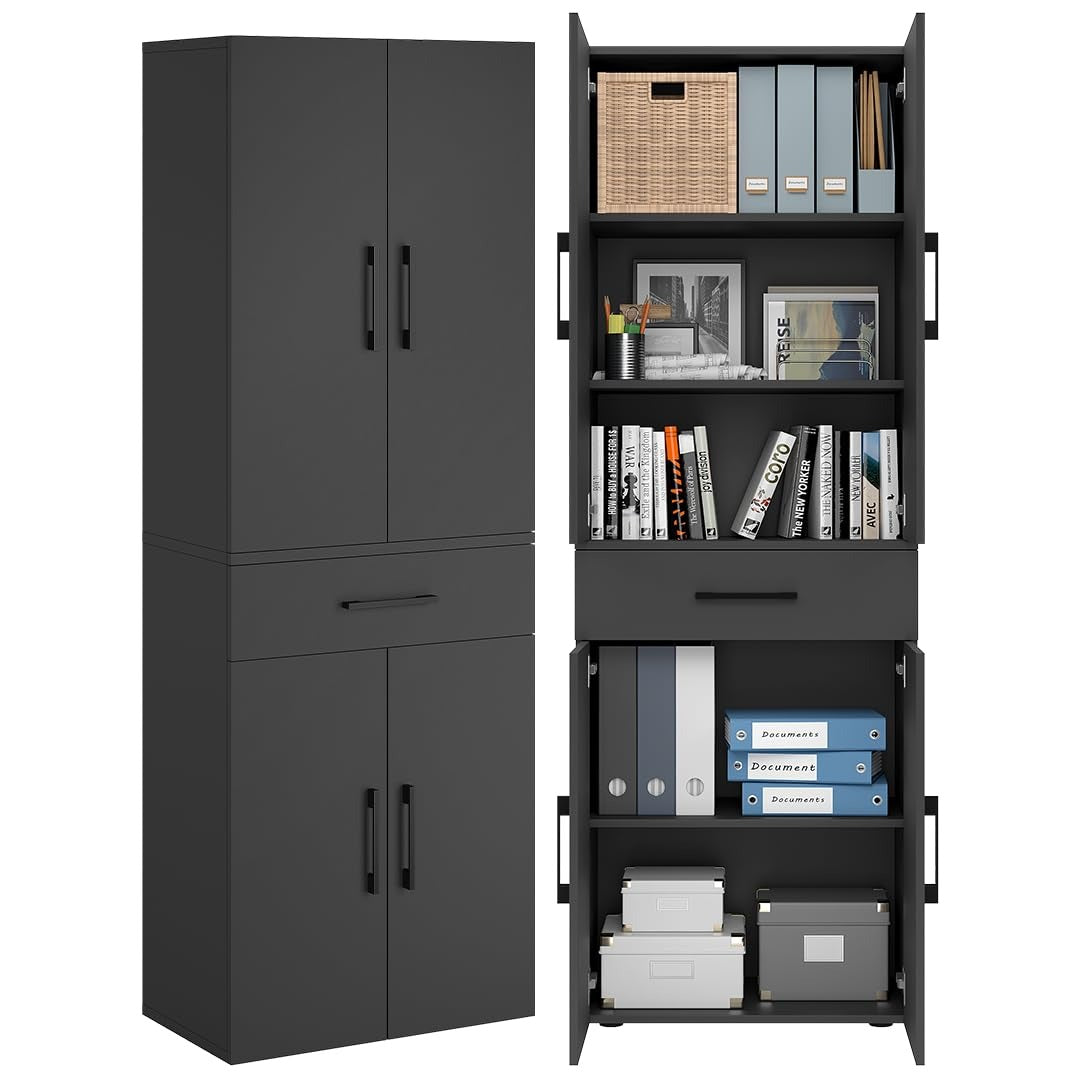 Bellamio Apol Besenschrank 60 cm breit, Weiß, Staubsaugerfach, Stauraum – Weiß, Eckschrank