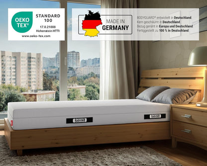 bett1 Bodyguard Matratze 2in1 H2/H3, ergonomische Schaumstoffmatratze mit QXSchaum & waschbarem Bezug, Weiß