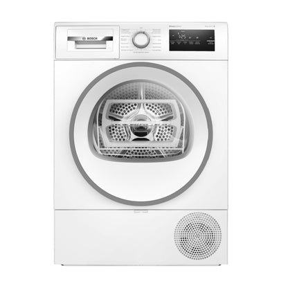 Bosch WQG235D00, Stiftung Warentest GUT (2,2)*, Serie 6, Wärmepumpentrockner 8 kg, Schneller getrocknete Wäsche, Auto Dry, Option Halbe Beladung, Sensitive Drying-System, Selbstreinigender Kondensator – 9 kg, Serie 6, EEK C