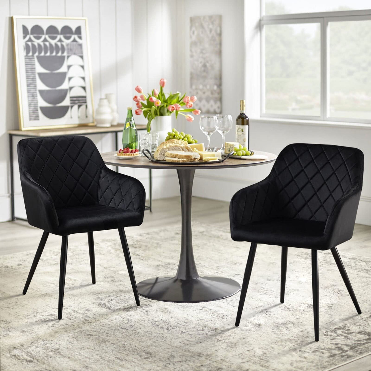 CLIPOP Esszimmerstühle 2er Set, Küchenstühle Grau Samtstoff stühle Polsterstühle mit Armlehne Metallbeine Polstersessel Stühle für Esszimmer Küche (2, Samt Grau) – Boucle Beige, Bouclé, 6