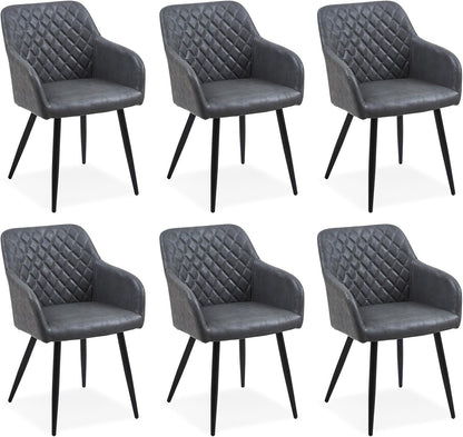 CLIPOP Esszimmerstühle 2er Set, Küchenstühle Grau Samtstoff stühle Polsterstühle mit Armlehne Metallbeine Polstersessel Stühle für Esszimmer Küche (2, Samt Grau) – Kunstleder Grau, Kunstleder, 6