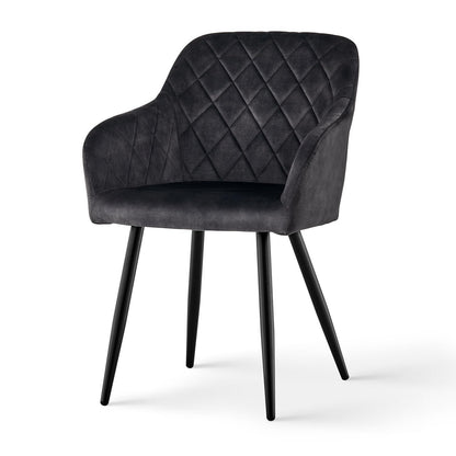 CLIPOP Esszimmerstühle 2er Set, Küchenstühle Grau Samtstoff stühle Polsterstühle mit Armlehne Metallbeine Polstersessel Stühle für Esszimmer Küche (2, Samt Grau) – Kunstleder Dunkelgrau, Kunstleder, 2