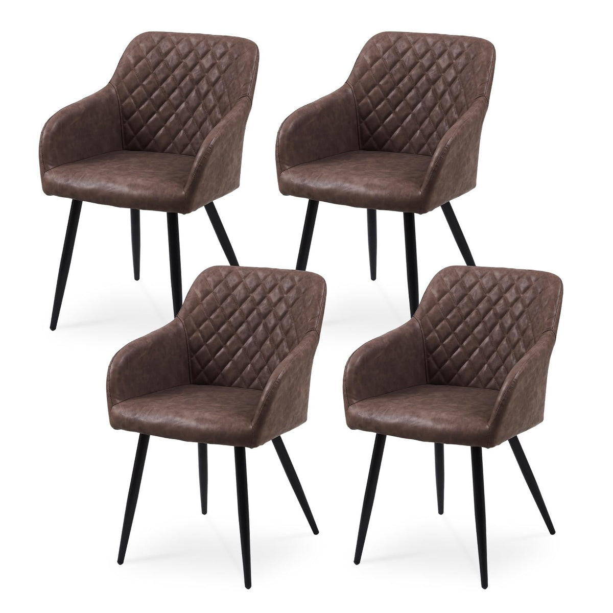 CLIPOP Esszimmerstühle 4er Set, Küchenstühle Grau Kunstlederstoff stühle Polsterstühle mit Armlehne Metallbeine Polstersessel Stühle für Esszimmer Küche (4, Kunstleder Grau) – Samt Hellrosa, Samt, 6