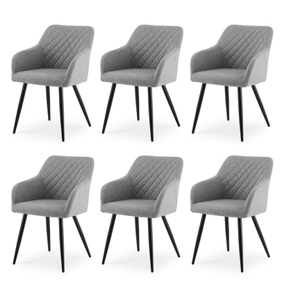 CLIPOP Esszimmerstühle 4er Set, Küchenstühle Grau Kunstlederstoff stühle Polsterstühle mit Armlehne Metallbeine Polstersessel Stühle für Esszimmer Küche (4, Kunstleder Grau) – Samt Beige, Samt, 6