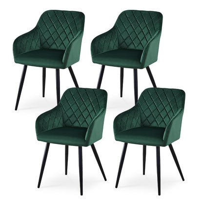CLIPOP Esszimmerstühle 4er Set, Küchenstühle Grau Kunstlederstoff stühle Polsterstühle mit Armlehne Metallbeine Polstersessel Stühle für Esszimmer Küche (4, Kunstleder Grau) – Samt Anthrazit, Samt, 4