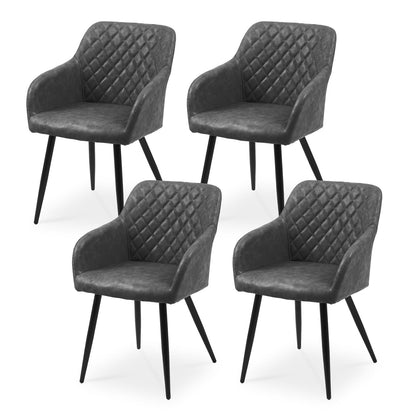 CLIPOP Esszimmerstühle 4er Set, Küchenstühle Grau Kunstlederstoff stühle Polsterstühle mit Armlehne Metallbeine Polstersessel Stühle für Esszimmer Küche (4, Kunstleder Grau) – Samt Grau, Samt, 4