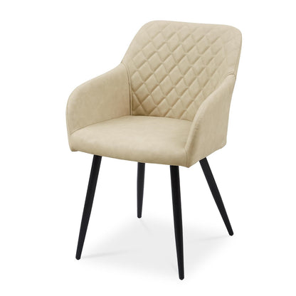 CLIPOP Esszimmerstühle 4er Set, Küchenstühle Grau Kunstlederstoff stühle Polsterstühle mit Armlehne Metallbeine Polstersessel Stühle für Esszimmer Küche (4, Kunstleder Grau) – Kunstleder Sandbeige, Kunstleder, 2