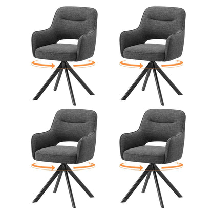 COLAMY Drehstühle für Esszimmer, 2er Set, Drehbare Polsterstühle mit Armlehnen und Rückenlehne, Bequeme Küchenstühle für Wohnzimmer & Essbereich, Beige – Grau, 4er Set