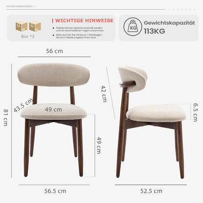 COLAMY Küchenstuhl Esszimmerstühle 4er Set, Moderne Polsterstuhl Essstühle mit Fester Rückenlehne, Stoff Esszimmerstühl mit Holzbein für Esszimmer, Küche, Restaurant, Beige