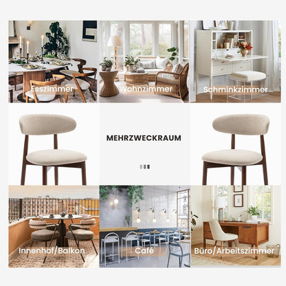 COLAMY Küchenstuhl Esszimmerstühle 4er Set, Moderne Polsterstuhl Essstühle mit Fester Rückenlehne, Stoff Esszimmerstühl mit Holzbein für Esszimmer, Küche, Restaurant, Beige