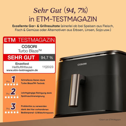Cosori Heißluftfritteuse, Turboblaze, 9-in-1 6L Heißluftfritteuse – TurboBlaze, Dunkelgrau