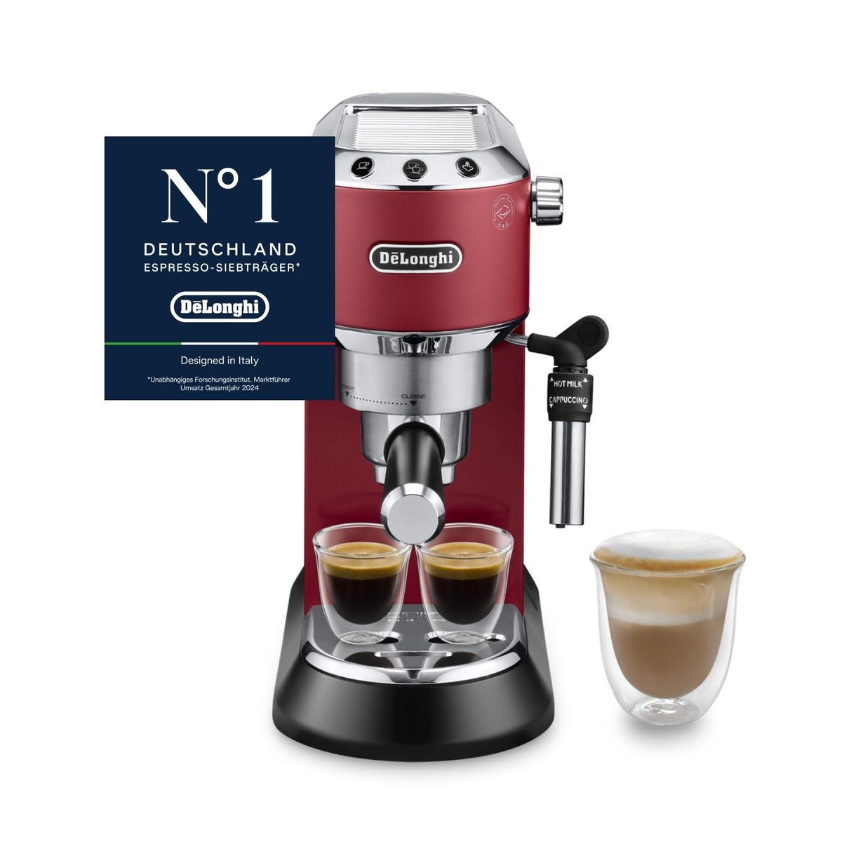 De'Longhi Dedica Style - Espressomaschine mit Manuellem Milchaufschäumer – Metall