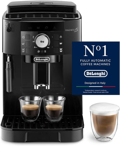 De'Longhi Magnifica S - Kaffeevollautomat 2 Getränke Schwarz – 5 Funktionen, Silber