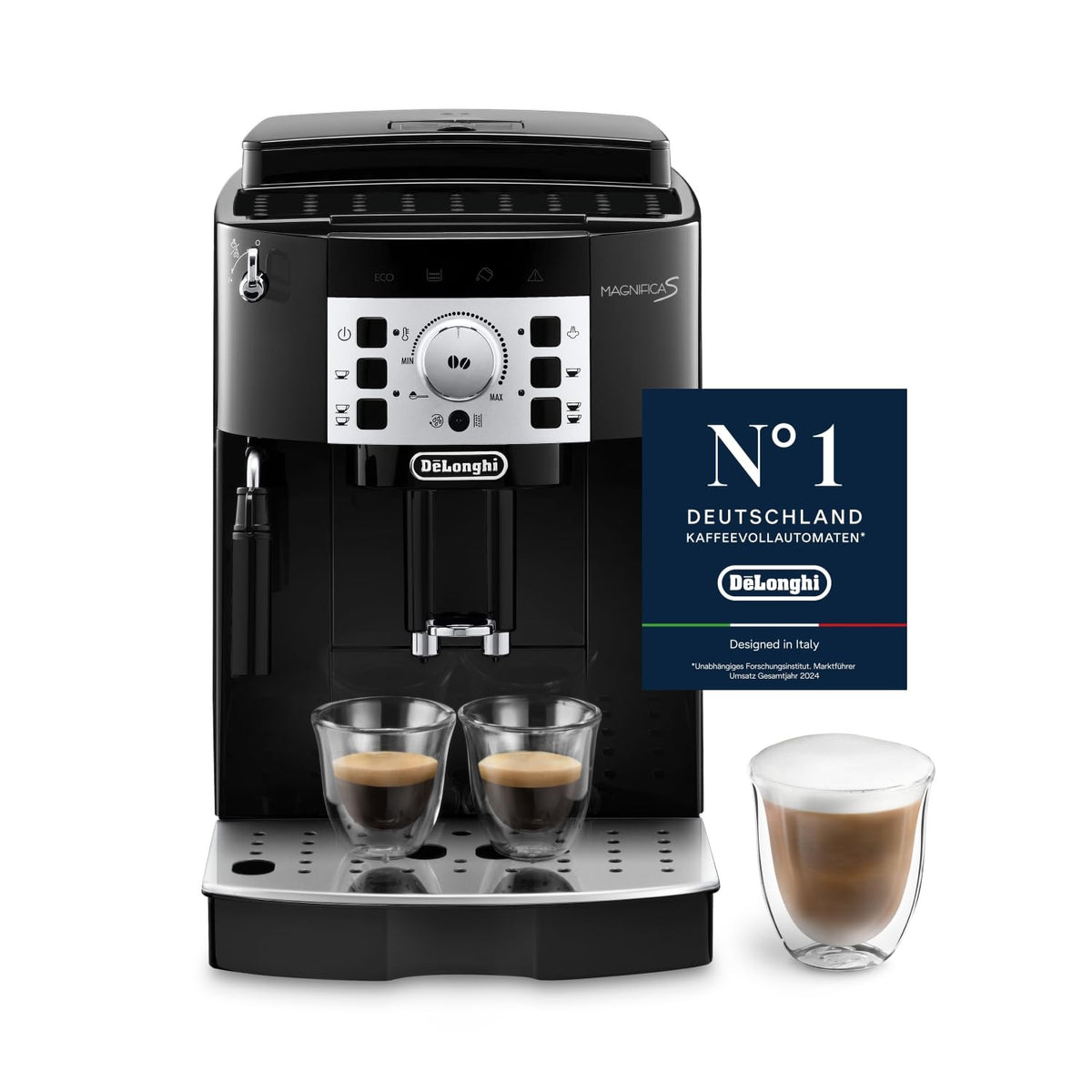 De'Longhi Magnifica S - Kaffeevollautomat 2 Getränke Schwarz – 3 Funktionen, Schwarz