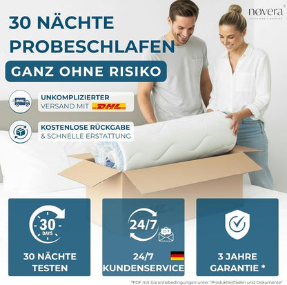 Deluxe Gel Topper 180x200cm | Oberstoff aus 100% Bio-Baumwolle | wolkenweicher 7-Zonen Matratzentopper 180x200cm | Hohes RG 50 | 8cm Matratzen Topper 180x200 |Luxus Matratzenauflage Geltopper