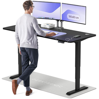 Desktronic HomePro Schreibtisch elektrisch höhenverstellbar, Steh-Sitz Schreibtisch mit Dual Motor, Touchscreen & USB-A/USB-C – 1. Weiß + Weiß, 180 x 80 cm