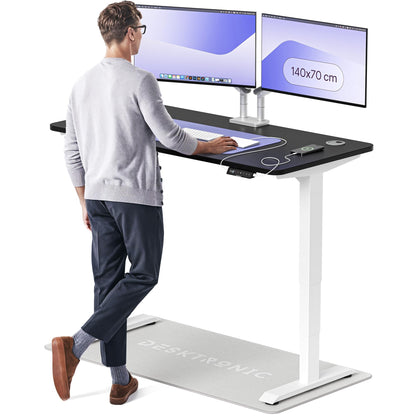 Desktronic HomePro Schreibtisch elektrisch höhenverstellbar, Steh-Sitz Schreibtisch mit Dual Motor, Touchscreen & USB-A/USB-C – 2. Schwarz + Schwarz, 120 x 60 cm