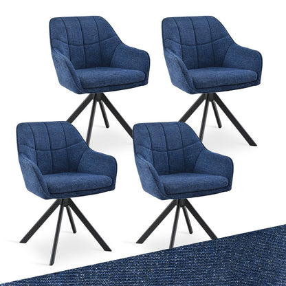 Drehstuhl Esszimmer 4er Set Samt Grün mit Armlehne Polsterstuhl Esszimmerstühle drehbar Küchenstuhl mit Metallbeine für Wohnzimmer Esszimmer – Leinen-beige Beine, 6er