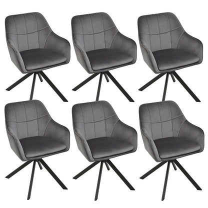 Drehstuhl Esszimmer 4er Set Samt Grün mit Armlehne Polsterstuhl Esszimmerstühle drehbar Küchenstuhl mit Metallbeine für Wohnzimmer Esszimmer – Cremeweiß, 6er