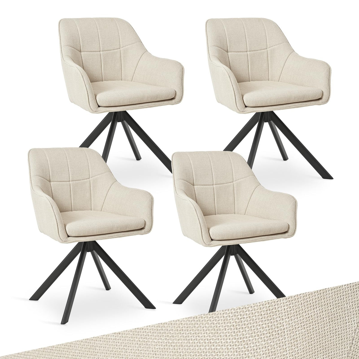 Drehstuhl Esszimmer 4er Set Samt Grün mit Armlehne Polsterstuhl Esszimmerstühle drehbar Küchenstuhl mit Metallbeine für Wohnzimmer Esszimmer – Dunkelblau, 6er