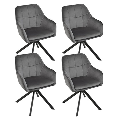 Drehstuhl Esszimmer 4er Set Samt Grün mit Armlehne Polsterstuhl Esszimmerstühle drehbar Küchenstuhl mit Metallbeine für Wohnzimmer Esszimmer – Grün, 6er