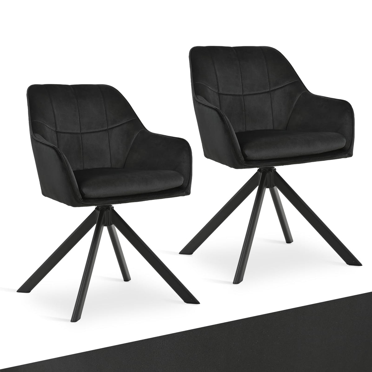 Drehstuhl Esszimmer 4er Set Samt Grün mit Armlehne Polsterstuhl Esszimmerstühle drehbar Küchenstuhl mit Metallbeine für Wohnzimmer Esszimmer – Beige, 6er