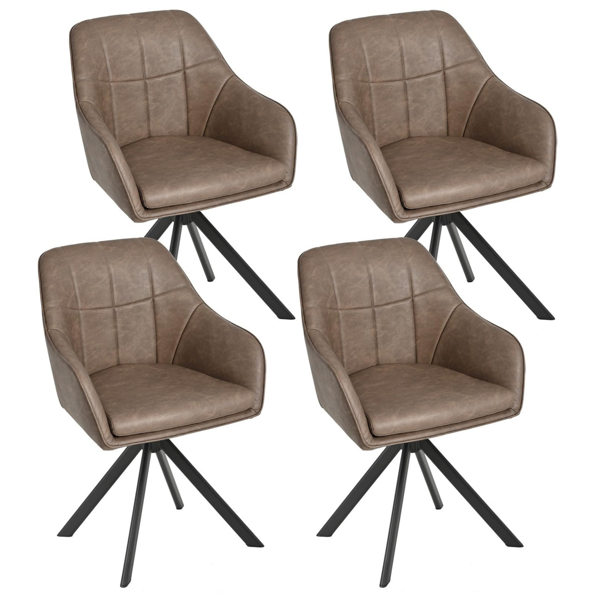 Drehstuhl Esszimmer 4er Set Samt Grün mit Armlehne Polsterstuhl Esszimmerstühle drehbar Küchenstuhl mit Metallbeine für Wohnzimmer Esszimmer – Schwarz, 6er