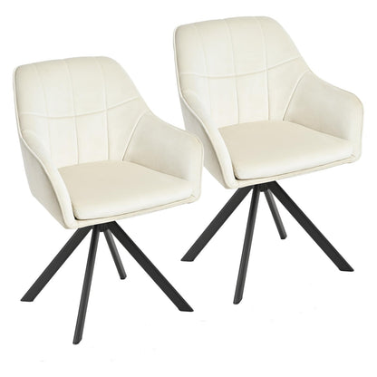 Drehstuhl Esszimmer 4er Set Samt Grün mit Armlehne Polsterstuhl Esszimmerstühle drehbar Küchenstuhl mit Metallbeine für Wohnzimmer Esszimmer – Dunkelbraun, 4er