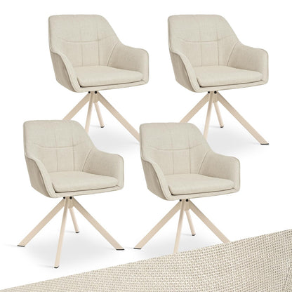 Drehstuhl Esszimmer 4er Set Samt Grün mit Armlehne Polsterstuhl Esszimmerstühle drehbar Küchenstuhl mit Metallbeine für Wohnzimmer Esszimmer – Dunkelgrau, 4er