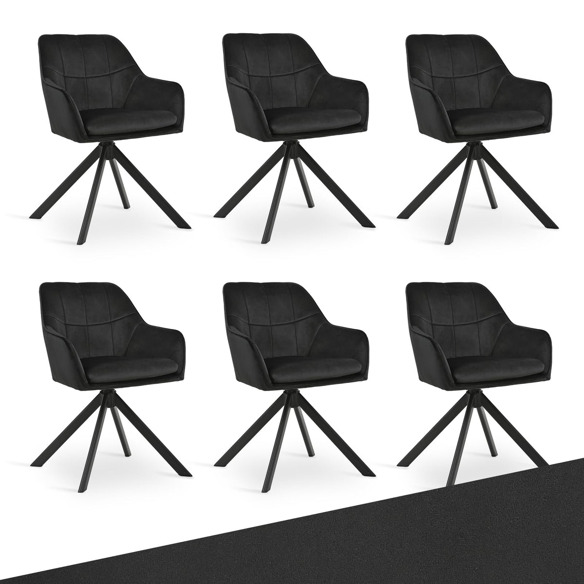 Drehstuhl Esszimmer 4er Set Samt Grün mit Armlehne Polsterstuhl Esszimmerstühle drehbar Küchenstuhl mit Metallbeine für Wohnzimmer Esszimmer – Grün, 2er