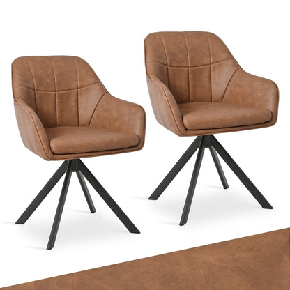 Drehstuhl Esszimmer 4er Set Samt Grün mit Armlehne Polsterstuhl Esszimmerstühle drehbar Küchenstuhl mit Metallbeine für Wohnzimmer Esszimmer – Schwarz, 2er