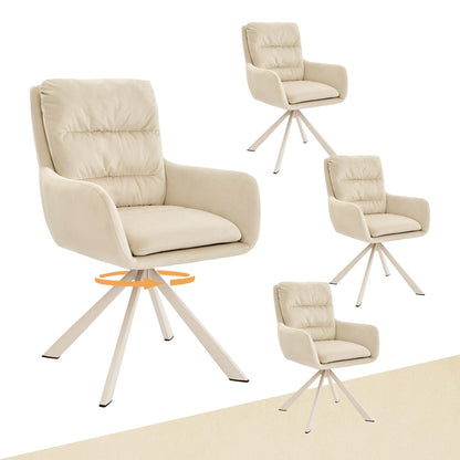 Esszimmerstuhl Drehbar 6er mit Armlehne – 360° Drehbarer Einzelstuhl mit Doppelter Rückenlehne und Abnehmbarem Sitzkissen,Hellgrau1 – Standardgröße, Beige1, 2