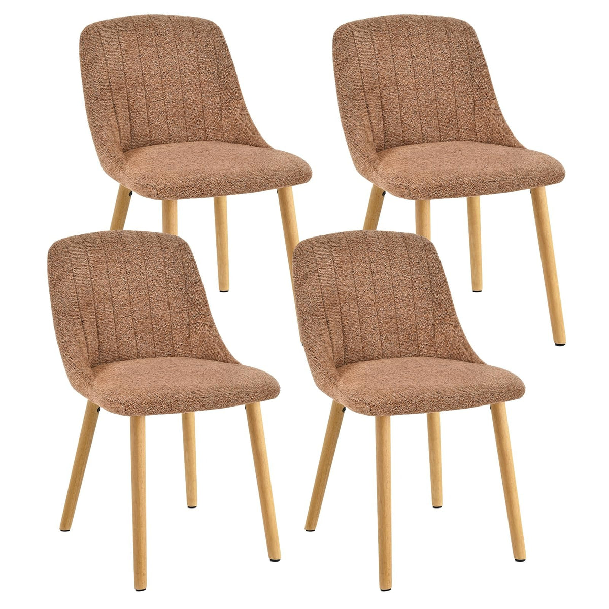 Esszimmerstühle Beige 4er Set Holzbeine Polsterstuhl Küchenstuhl aus Polyester Stühle Esszimmer Wohnzimmerstuhl für Esszimmer Küche Büro – 6er, Grau-chenille