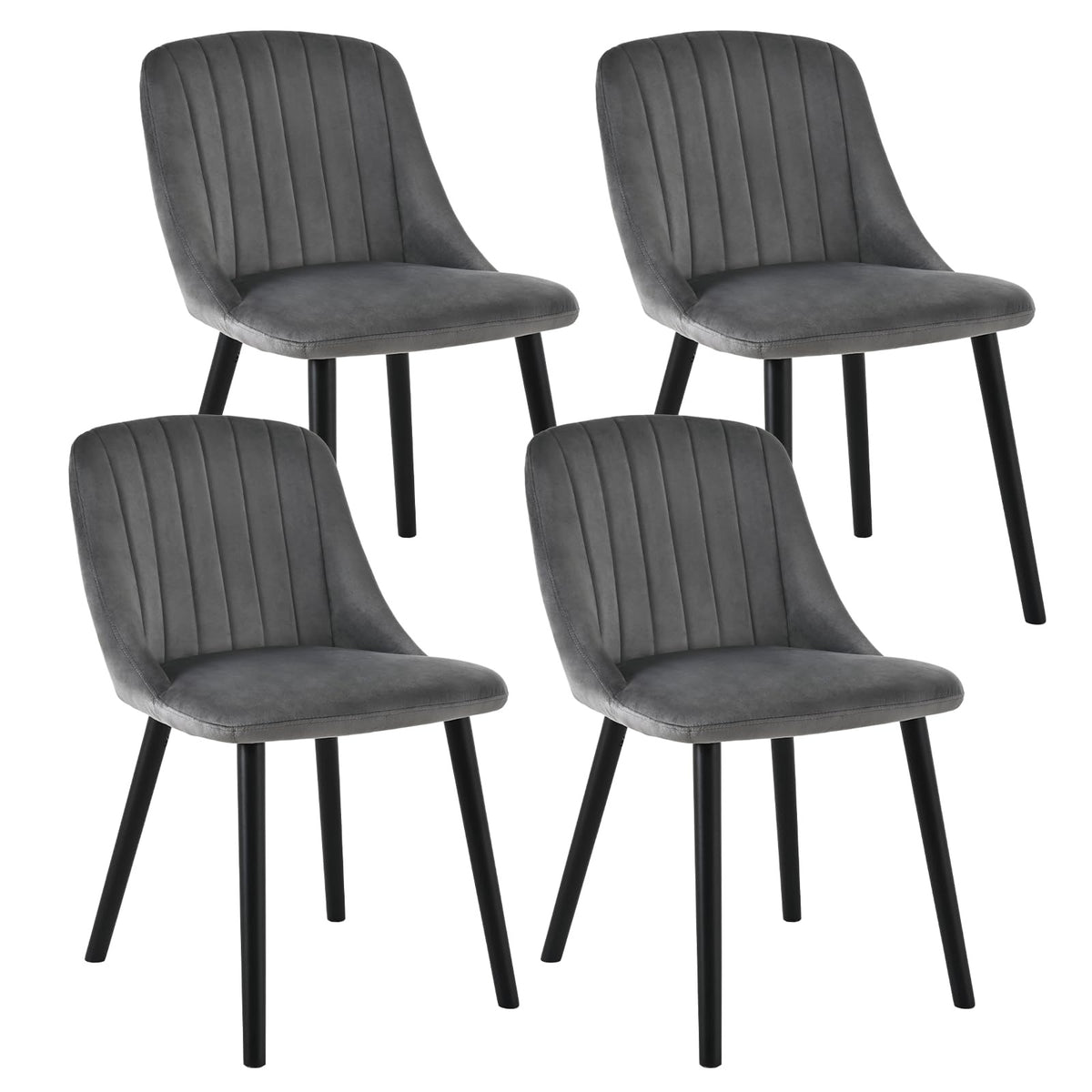 Esszimmerstühle Beige 4er Set Holzbeine Polsterstuhl Küchenstuhl aus Polyester Stühle Esszimmer Wohnzimmerstuhl für Esszimmer Küche Büro – 4er, Orange-chenille