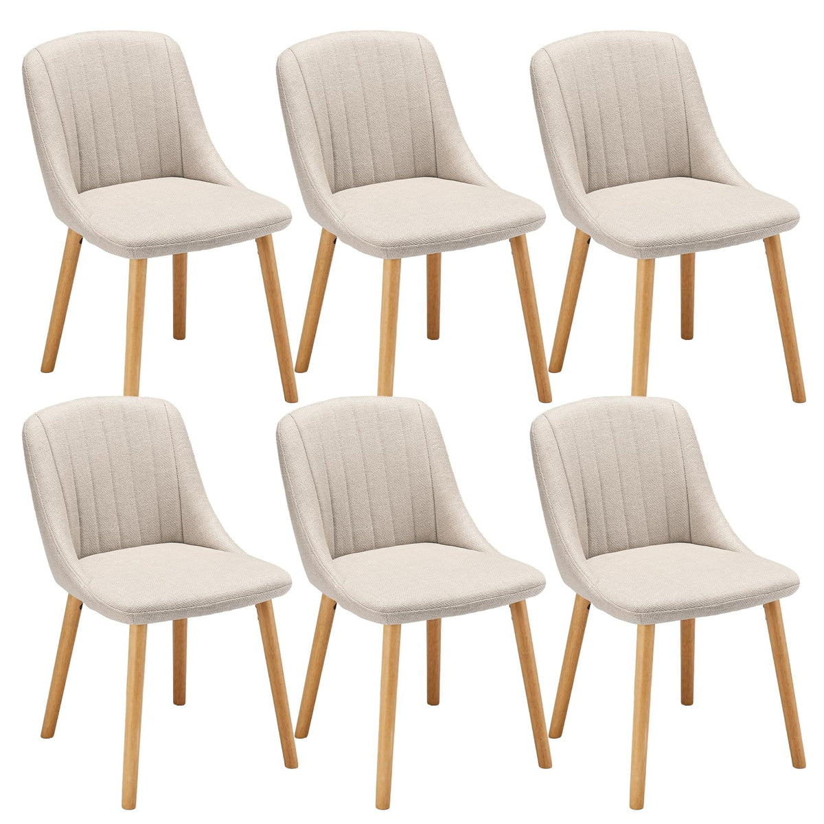 Esszimmerstühle Beige 4er Set Holzbeine Polsterstuhl Küchenstuhl aus Polyester Stühle Esszimmer Wohnzimmerstuhl für Esszimmer Küche Büro – 4er, Hellgrau