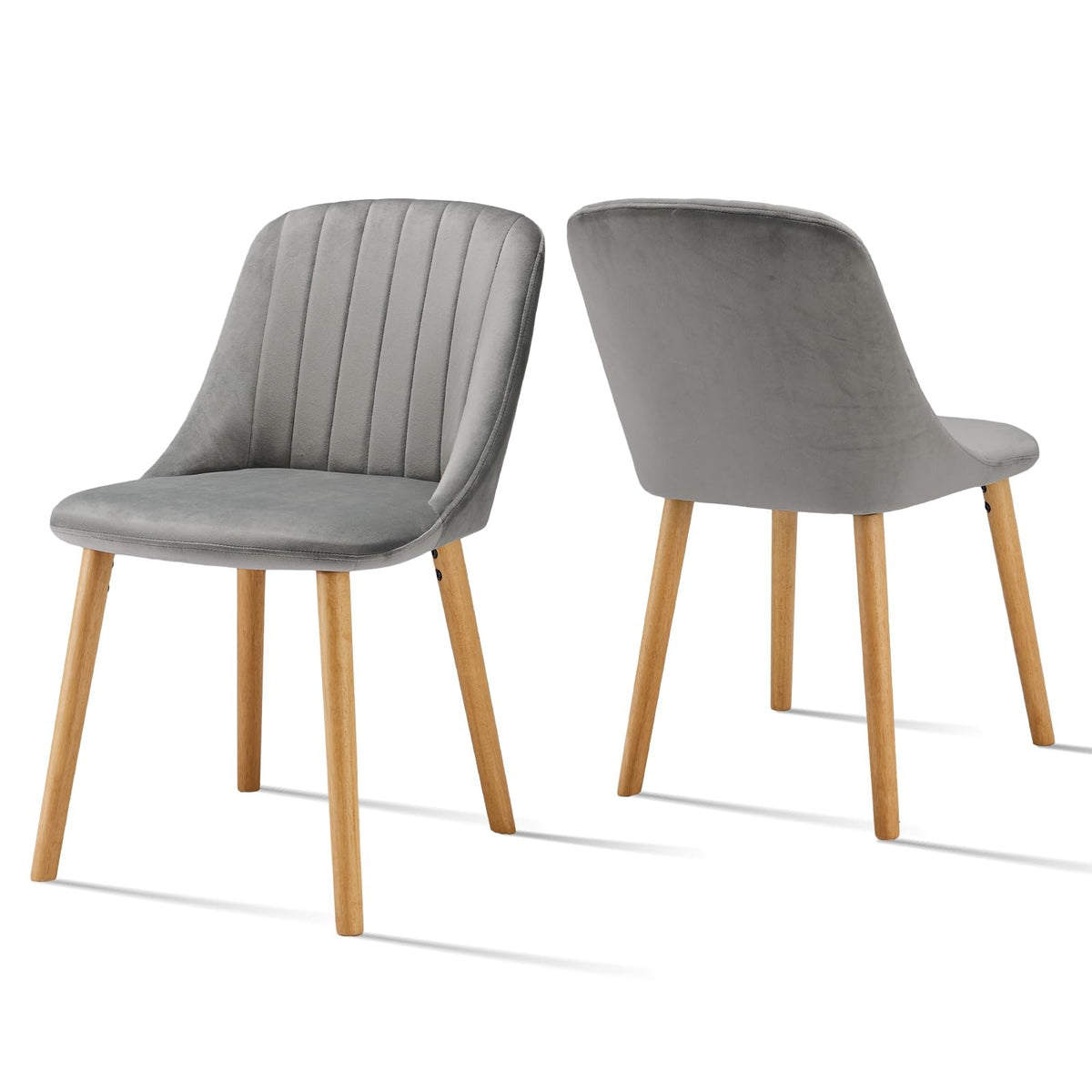 Esszimmerstühle Beige 4er Set Holzbeine Polsterstuhl Küchenstuhl aus Polyester Stühle Esszimmer Wohnzimmerstuhl für Esszimmer Küche Büro – 2er, Beige